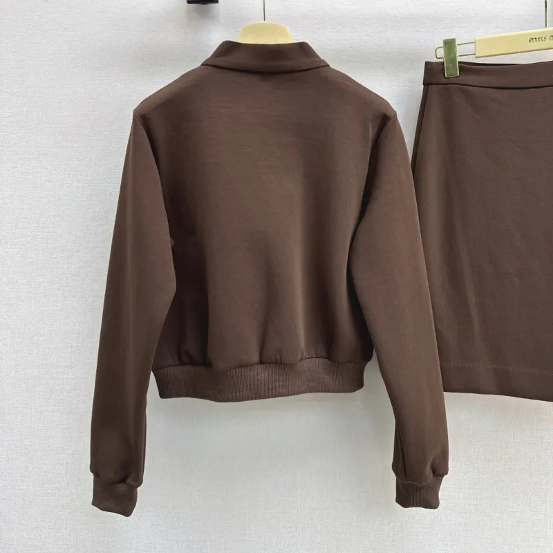 『S-L』超人気商品 質感のいい ジッパー スタンドネック Aライン セットアップ