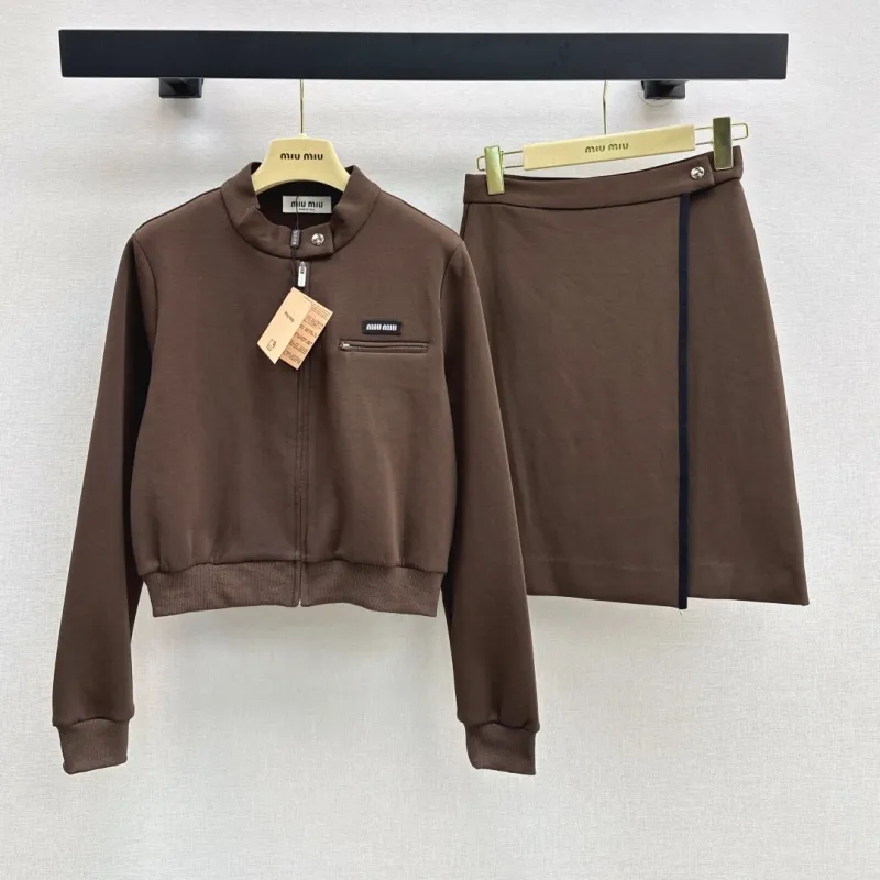 『S-L』超人気商品 質感のいい ジッパー スタンドネック Aライン セットアップ