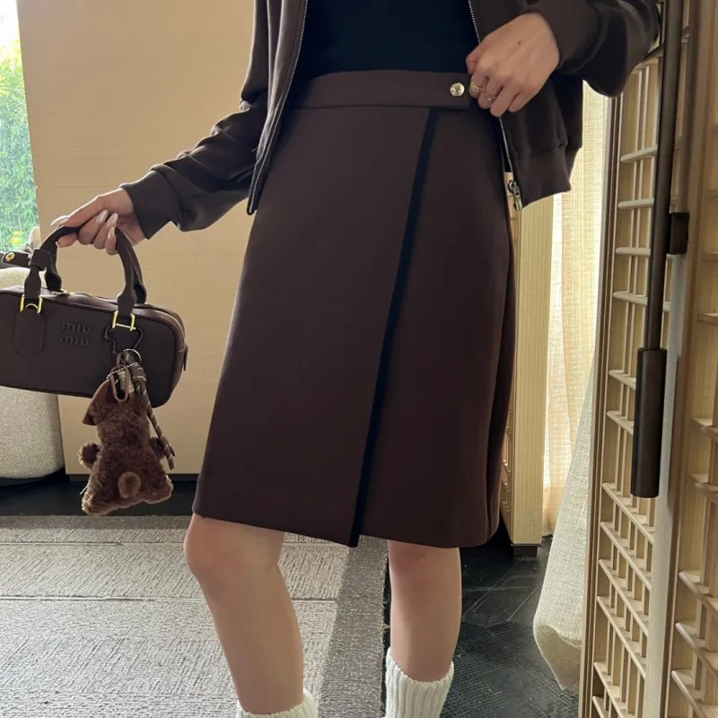 『S-L』超人気商品 質感のいい ジッパー スタンドネック Aライン セットアップ