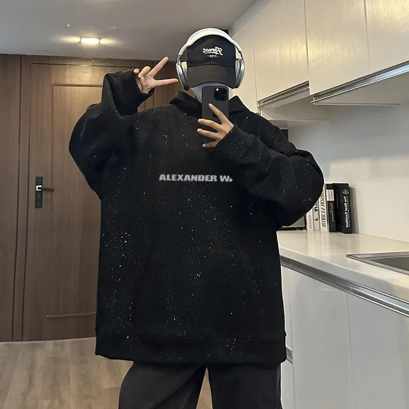 『S-3XL』圧倒的セクシー絶対欲しい  ノームコア ラメ入り フード付き プリント パーカー