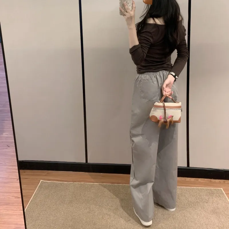 『S-L』着回し最強 優しい雰囲気 カジュアル シンプル アルファベット パンツ