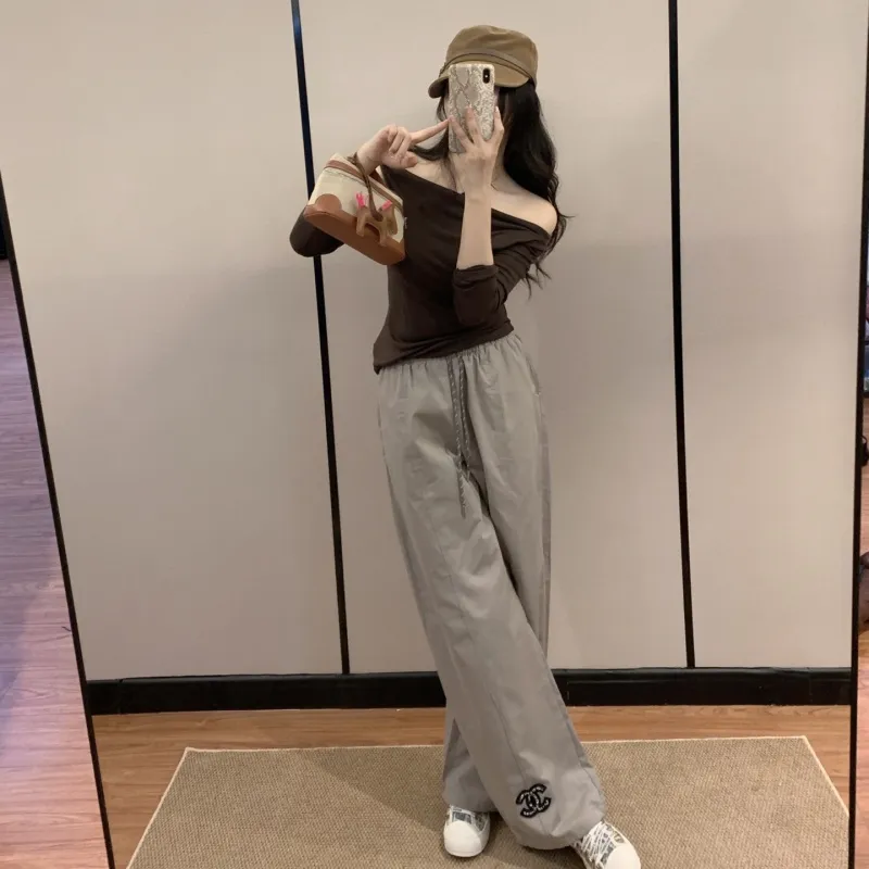 『S-L』着回し最強 優しい雰囲気 カジュアル シンプル アルファベット パンツ