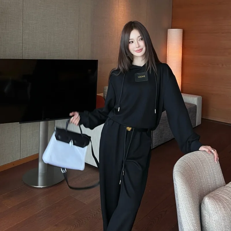 『S-L』今季も大流行 女子マスト カジュアル フード付き ベルト付き セットアップ