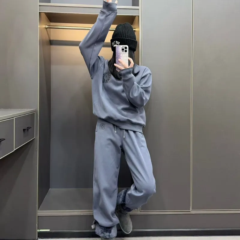 『S-L』セットアップ 気質満点 超人気商品 おしゃれ トレンド 無地 ゆったり 通気性 トップス＋パンツ
