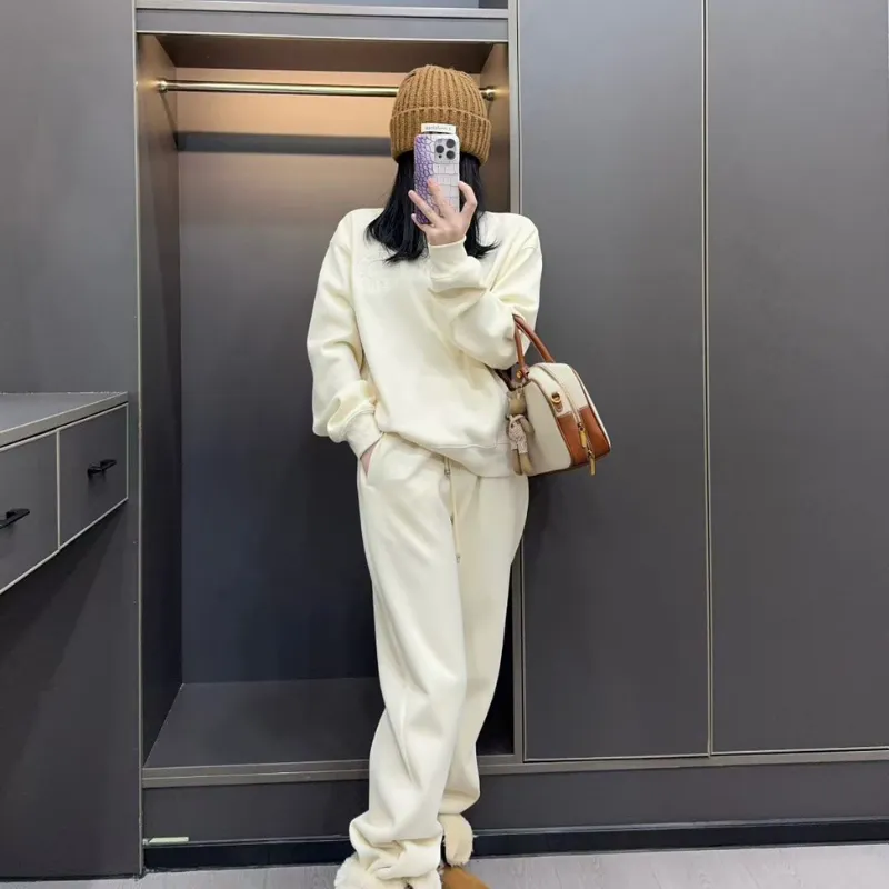 『S-L』セットアップ 気質満点 超人気商品 おしゃれ トレンド 無地 ゆったり 通気性 トップス＋パンツ